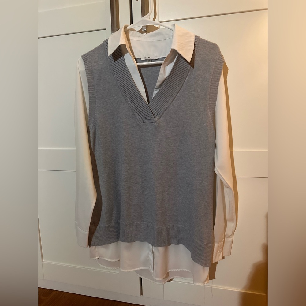 🆕 Vila Milano vest blouse button down white shirt